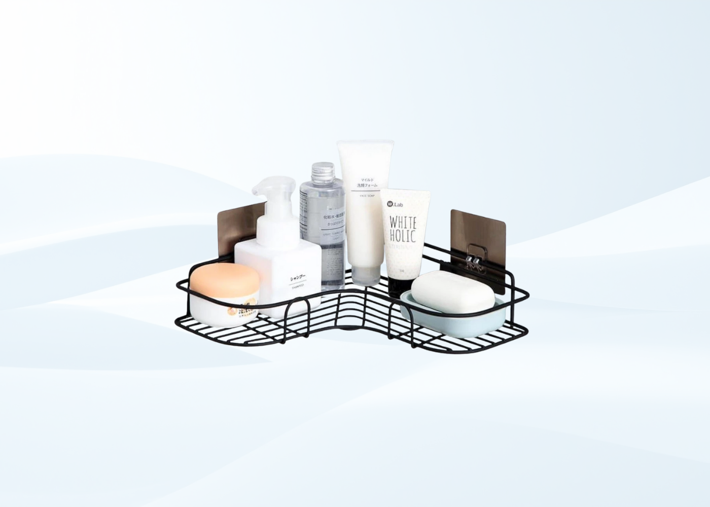 Kệ góc nhà tắm sơn tĩnh điện – Kệ góc đa năng, kèm miếng dán, lắp đặt dễ dàng.